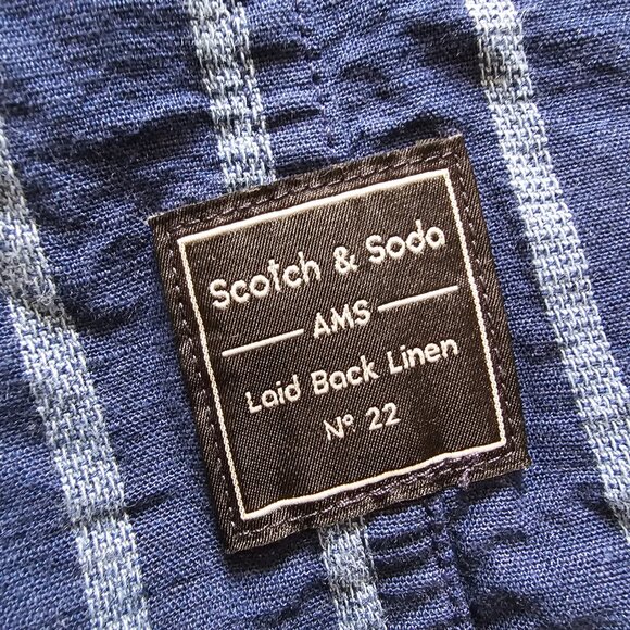 Scotch & Soda Striped Linen Sleeve Tabs Regular Fit  Button Up Paradise Shirt, L - Picture 9 of 12